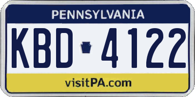 PA license plate KBD4122