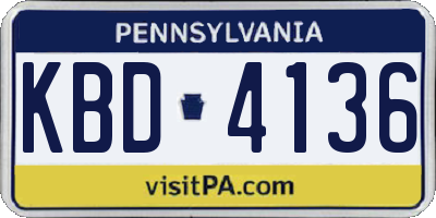 PA license plate KBD4136