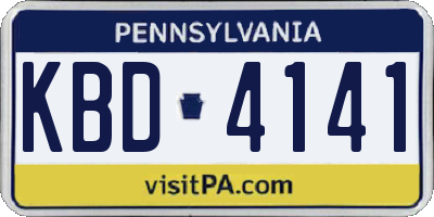 PA license plate KBD4141