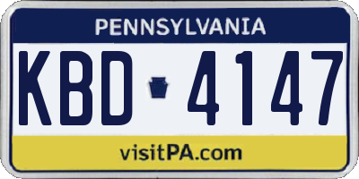 PA license plate KBD4147