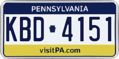 PA license plate KBD4151