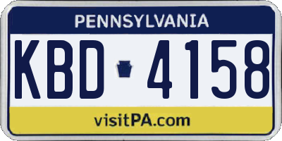 PA license plate KBD4158
