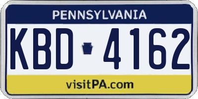 PA license plate KBD4162