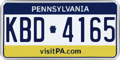 PA license plate KBD4165