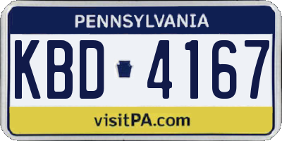 PA license plate KBD4167