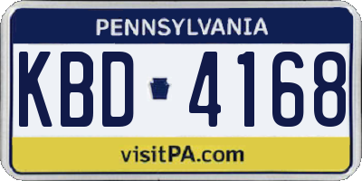 PA license plate KBD4168