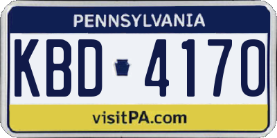 PA license plate KBD4170