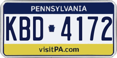 PA license plate KBD4172