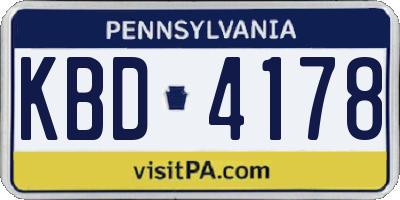 PA license plate KBD4178