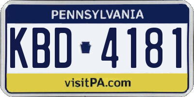 PA license plate KBD4181