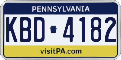 PA license plate KBD4182