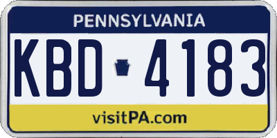 PA license plate KBD4183