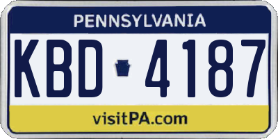 PA license plate KBD4187