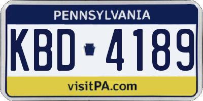 PA license plate KBD4189