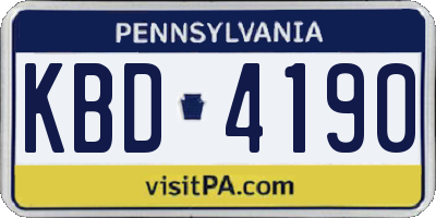 PA license plate KBD4190