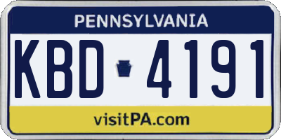 PA license plate KBD4191