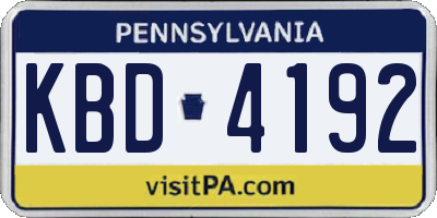 PA license plate KBD4192