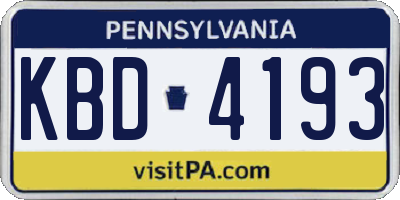 PA license plate KBD4193