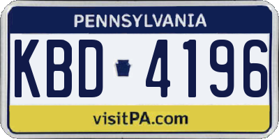 PA license plate KBD4196