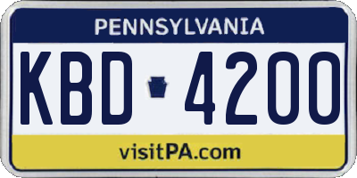 PA license plate KBD4200