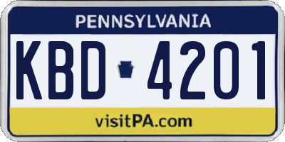 PA license plate KBD4201