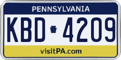PA license plate KBD4209