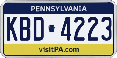 PA license plate KBD4223
