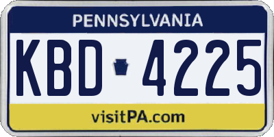 PA license plate KBD4225