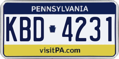 PA license plate KBD4231