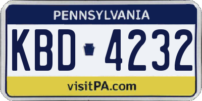 PA license plate KBD4232