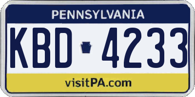 PA license plate KBD4233