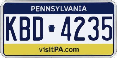 PA license plate KBD4235