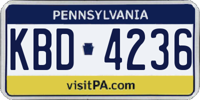 PA license plate KBD4236