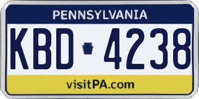 PA license plate KBD4238