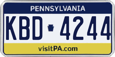 PA license plate KBD4244