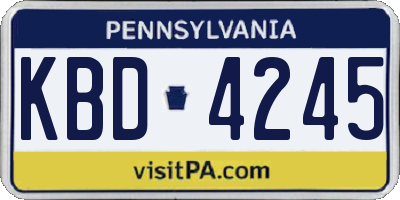 PA license plate KBD4245