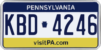 PA license plate KBD4246