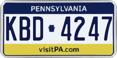 PA license plate KBD4247