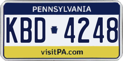 PA license plate KBD4248