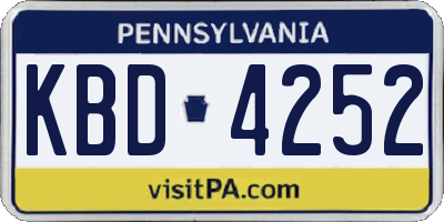 PA license plate KBD4252