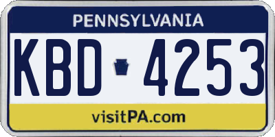 PA license plate KBD4253