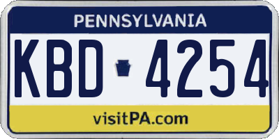 PA license plate KBD4254