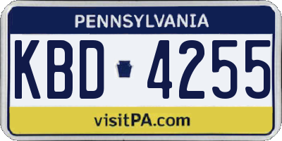 PA license plate KBD4255