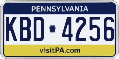 PA license plate KBD4256