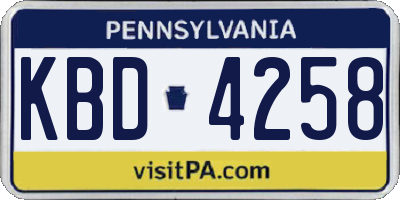 PA license plate KBD4258