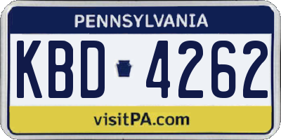 PA license plate KBD4262