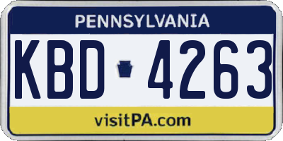 PA license plate KBD4263