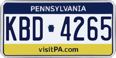 PA license plate KBD4265