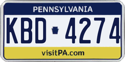 PA license plate KBD4274
