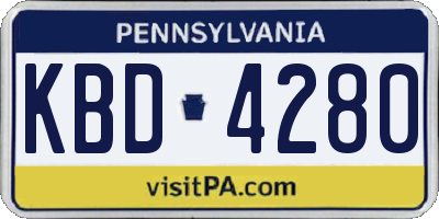 PA license plate KBD4280